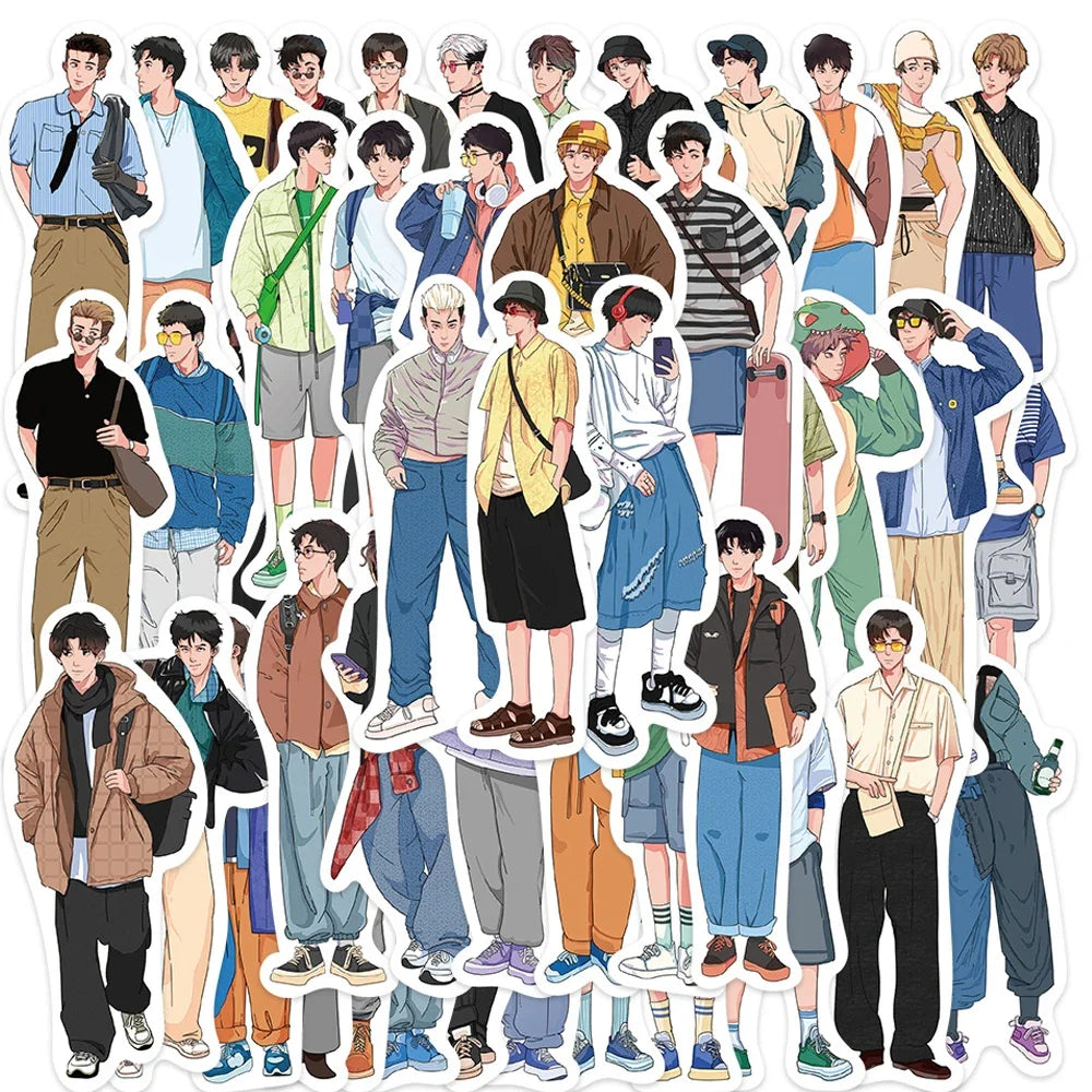 10/30/50pcs Ins Simple Fashion Hand-Painted Men Boy Stickers Laptop Phone Skateboard Notebook Cool Waterproof Sticker Kids Toy