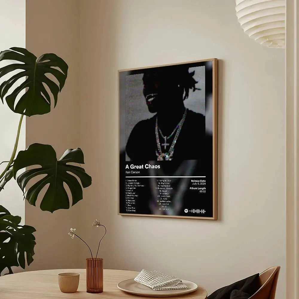 Rapper Ken Carson More Chaos Poster HD Art Sticky Wall Waterproof Home Living Room Bar Decoration