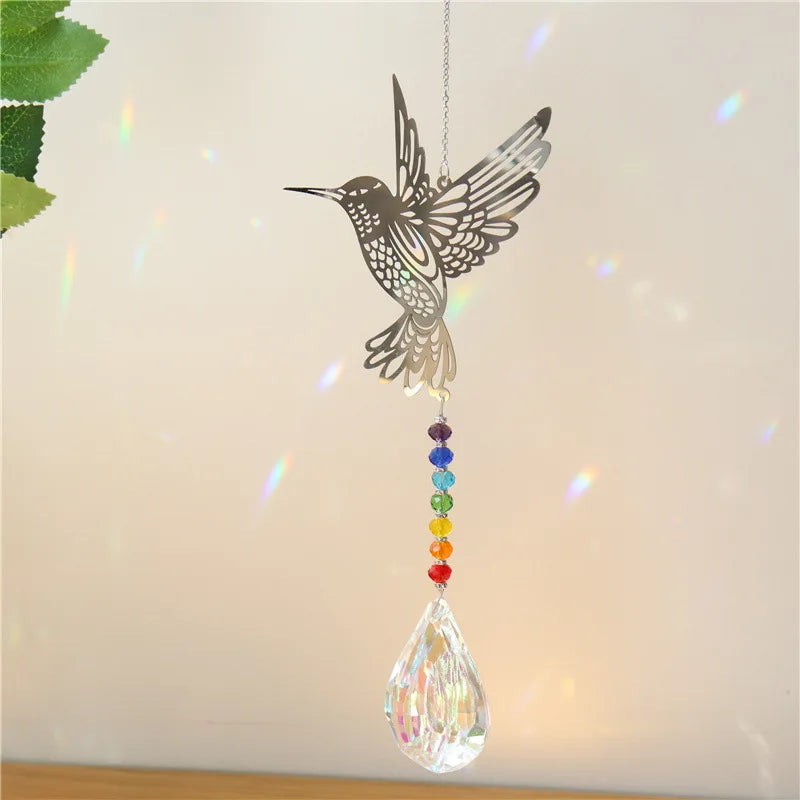 Animal metal sheet butterfly pendant crystal ball prism sun catcher DIY hanging decoration window decoration garden sun catcher
