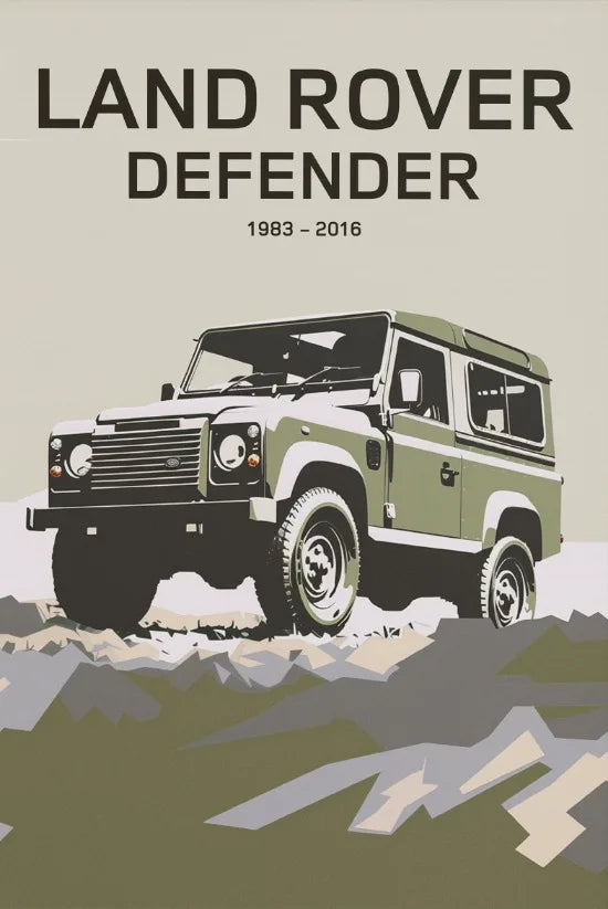 L-and-R-over Defender 90 Offroad Poster Classic Retro Automotive Poster Canvas Prints Classic Off-road Vehicle Aesthetic Print