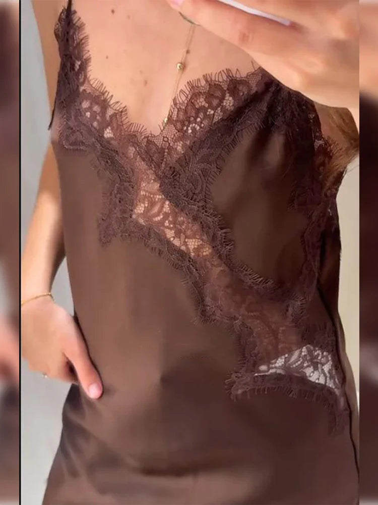 Sexy Solid Sling Lace Dress For Women Fashion Off Shoulder Backless High Waist Mini Vestidos 2025 Chic Summer Holiday Dresses