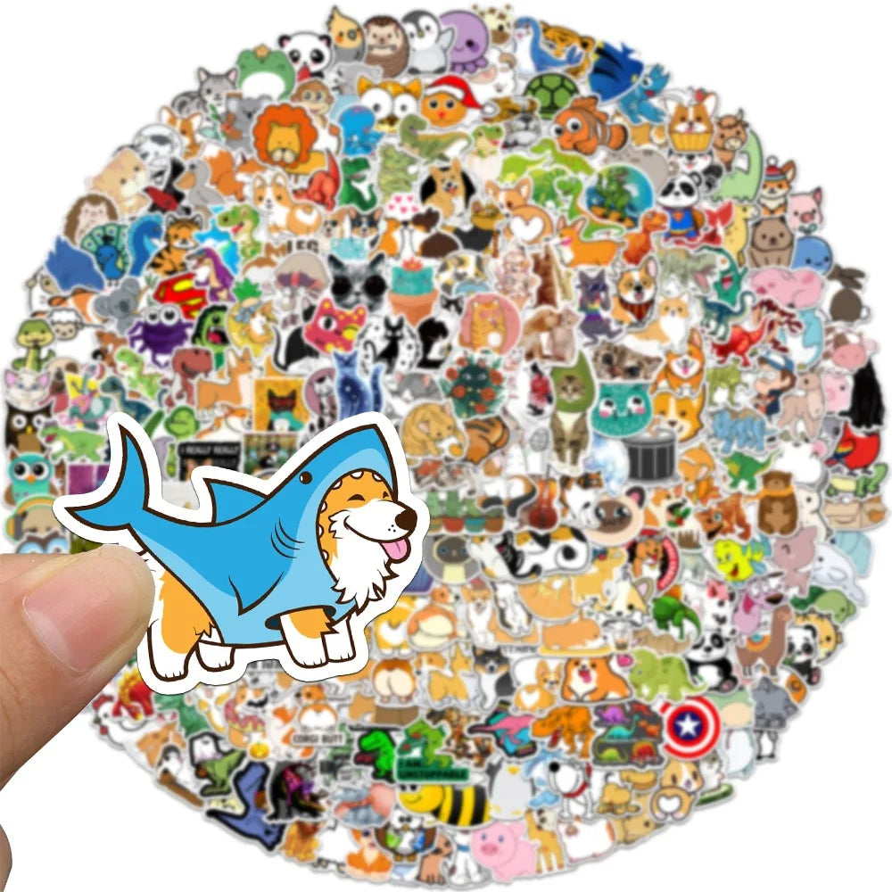 100/300PCS Mix Cute Cartoon Animals Graffiti Stickers DIY Phone Guitar Laptop Notebook Suitcase Cup Waterproof Sticker Kids Toy