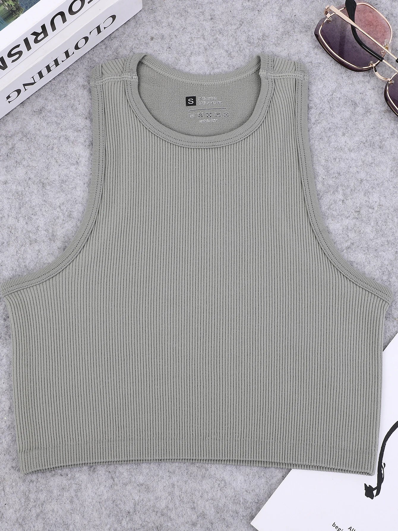 Seamless knitted high-elastic belly-baring yoga vest sleeveless casual sexy ribbed vest nylon quick-drying running fitness sport