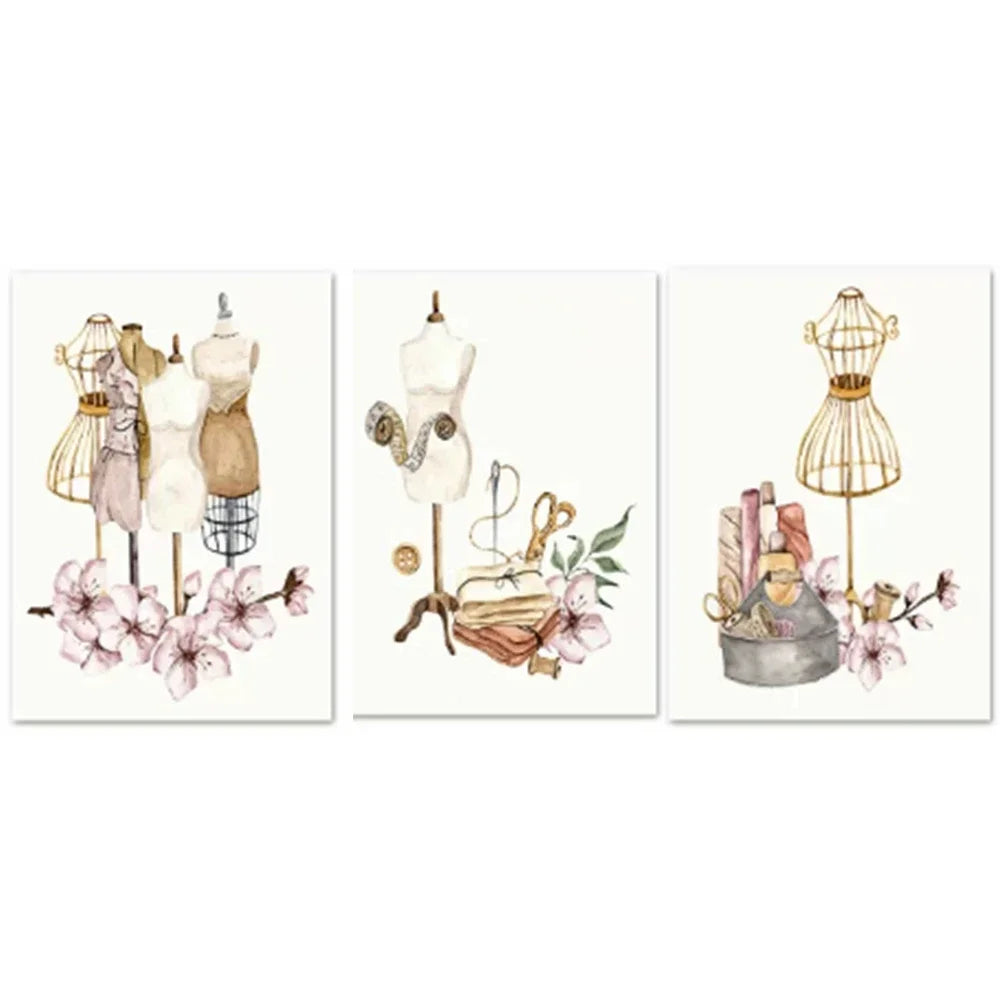 Bohemian, Wall Art, Women's Clothing, Sewing Machines, HD Canvas Print Posters for Home Living Room Bedroom Decoration