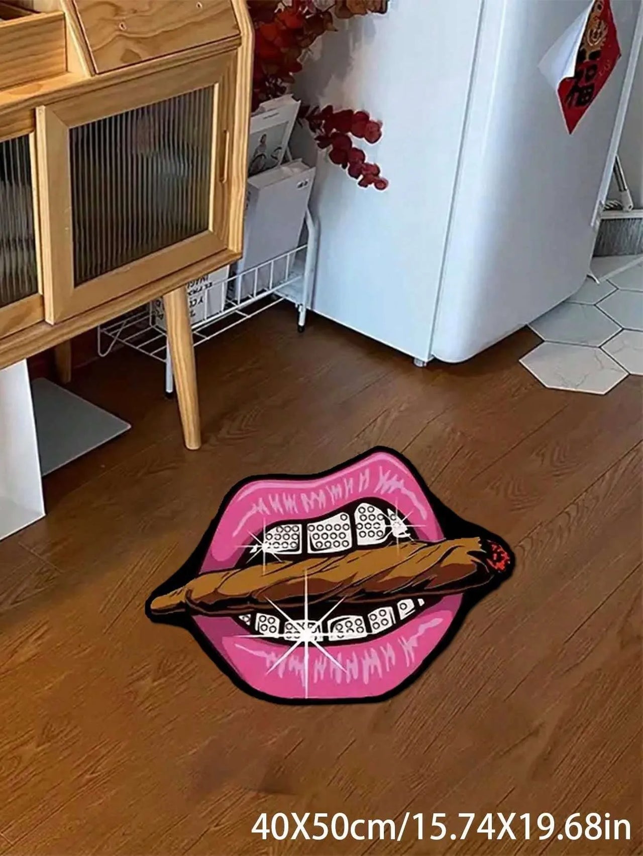 VIKAMA Creative Pink Lip Carpet Durable and Wear-Resistant Home Decor Bedside Rug Bedroom Entrance Doormat Home Decor Carpet