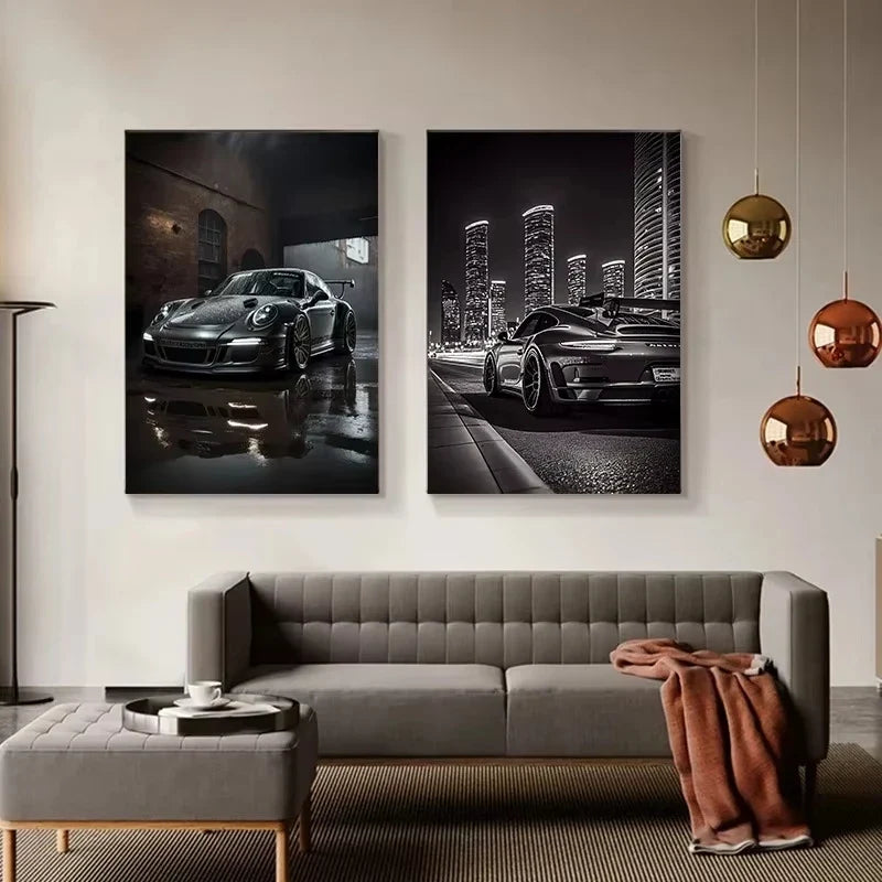 Trending Cars Retro Porsche 911 GT3 RS City Poster and Prints Canvas Painting Wall Art Pictures for Home Living Room Cuadros