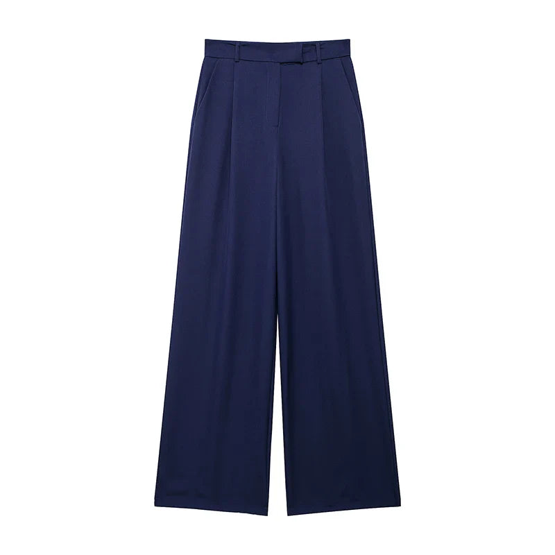 Willshela Women Fashion Solid Front Zipper Straight Pants Vintage High Waist Full Length Female Chic Lady Trousers