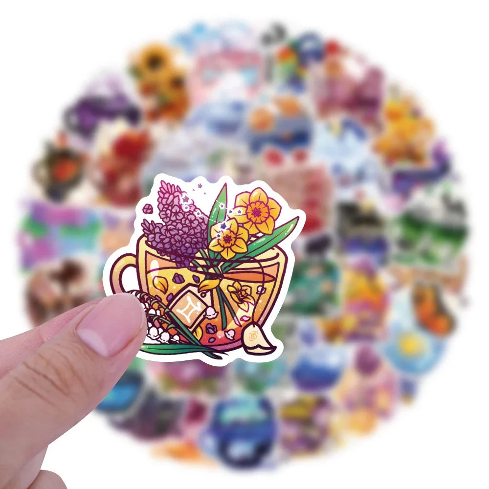 10/30/50pcs Cartoon Ins Cute Flower Graffiti Stickers Aesthetic Decals Kids Toy Scrapbook Diary Phone Laptop Waterproof Sticker