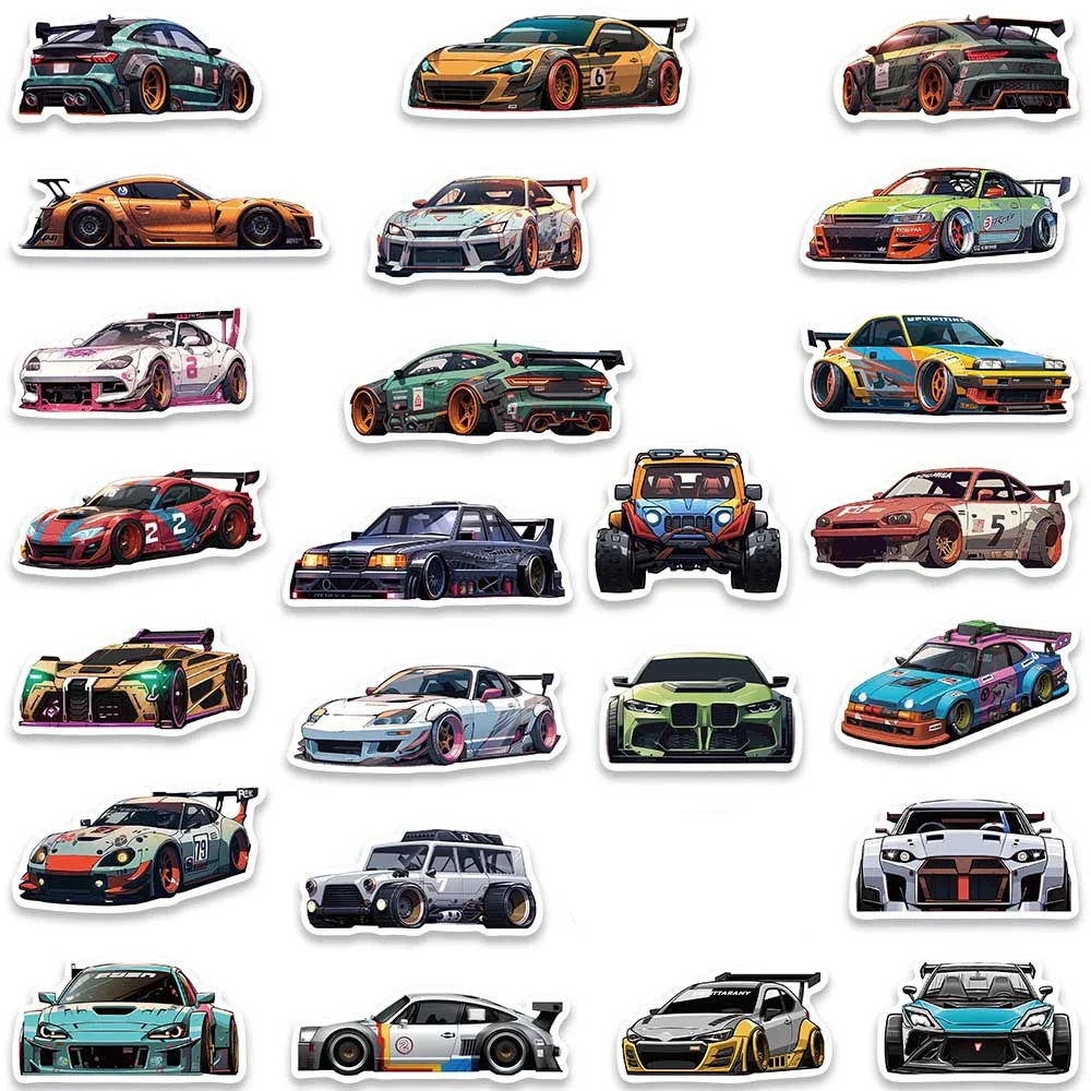 10/30/50pcs Cool Japan JDM Retrofit Racing Car Anime Graffiti Stickers Decal Skateboard Laptop Car Motorcycle Waterproof Sticker