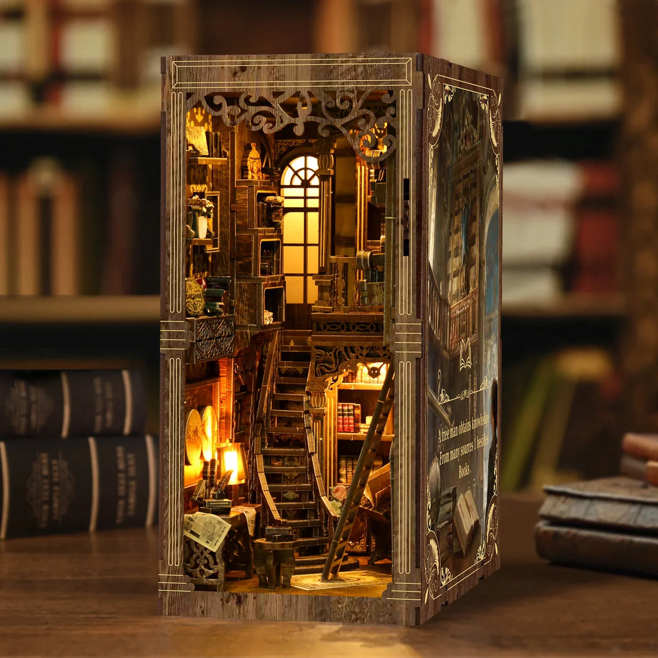 Vintage Book Collection Room Wooden Book Nook DIY Kit - 3D Puzzle House Model, Christmas & Black Friday Craft Gift
