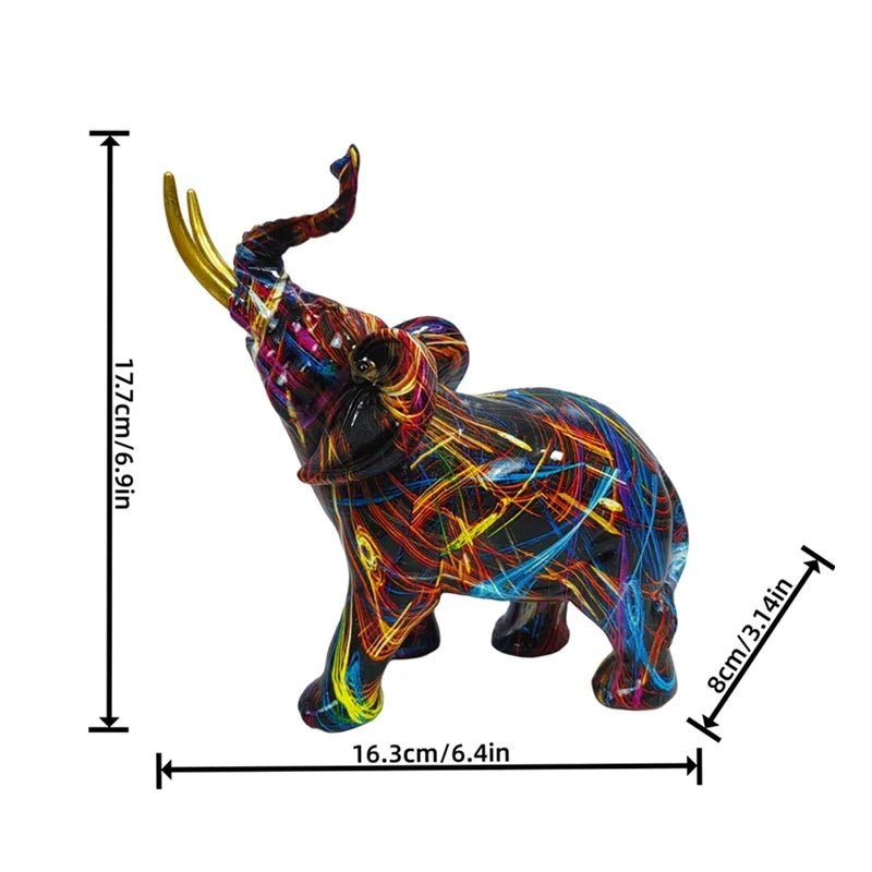 Home Decor Nordic Painting Graffiti Elephant Sculpture Figurine Art Elephant Statue Creative Resin Crafts Decoration Ornaments
