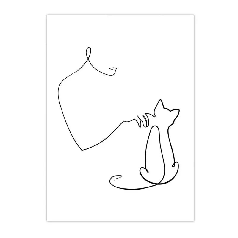 Abstract Pet Dog Cat Poster Canvas Painting Line Drawing Wall Poster Black White Minimalist Art Prints Nordic Picture Home Decor