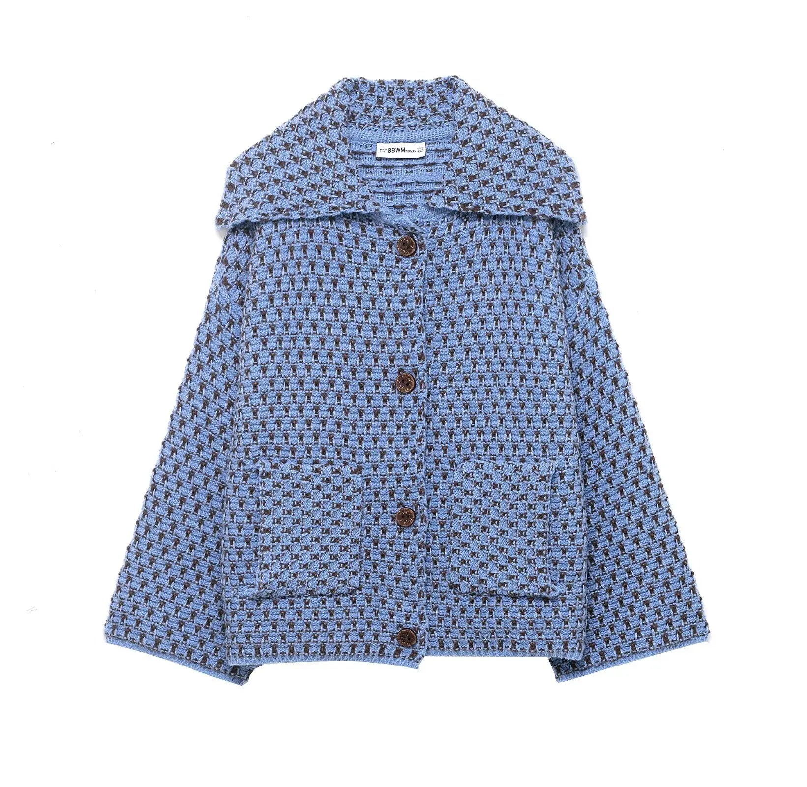 2025 New Autumn Brown Long Sleeve Knitted Cardigans Women Elegant Lapel Single Breasted Loose Sweater Coat Knitwear Korean Style