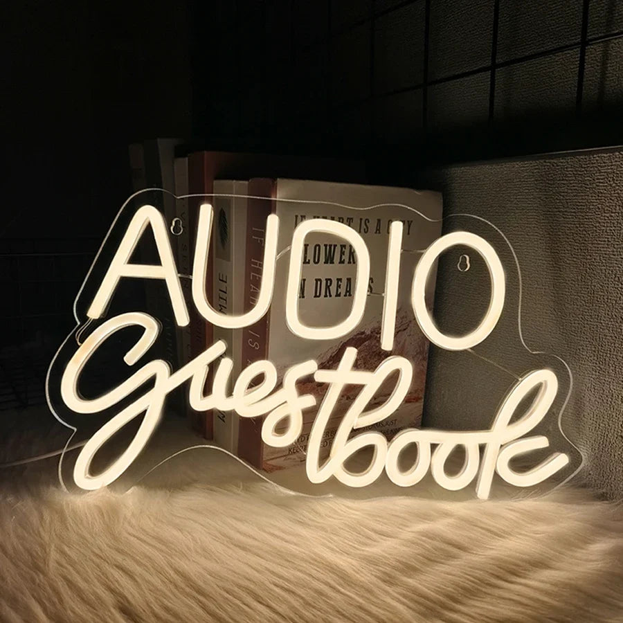Audio Guestbook Neon Sign, Wedding Message Led Neon Wall Decor, Bedroom, Bar Party, Wedding Scene Luminous Sign Wall Lamp.