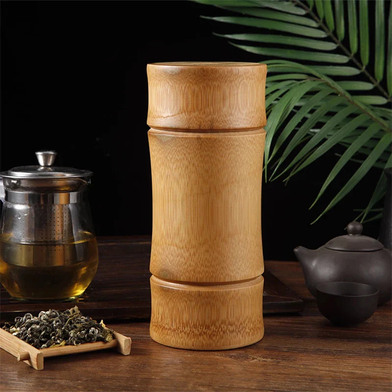 Natural Bamboo Tea Canister Food Storage Box Nut Spice Storage Box Tea Canister Eco-friendly Organizer Jar Kitchen Containers