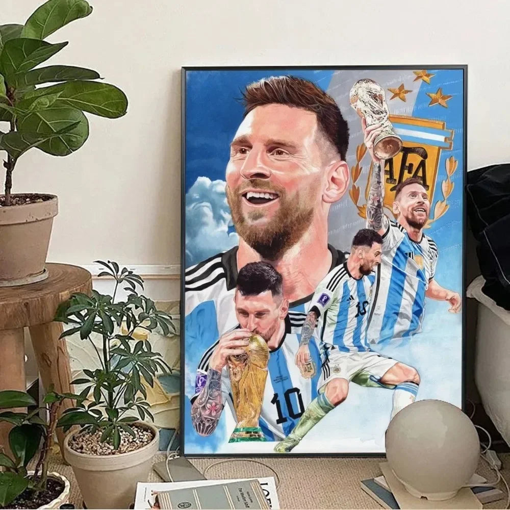 Classic, Sports - Rionel Messi - Football, Wall Art, Canvas Print Poster, Home Living Room Bedroom Decor, Stadium Wall Art