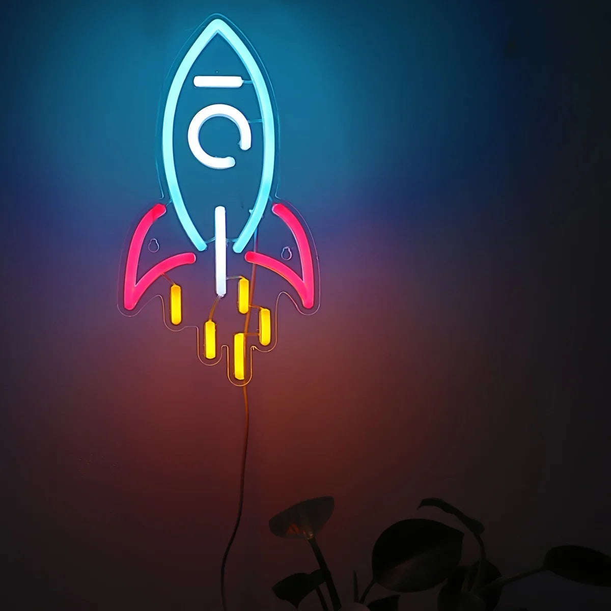 Rocket Neon Sign LED Neon Light for Night Light Room Party Club Decor Mood Light Multipurpose Decorative Wall Mounted Light