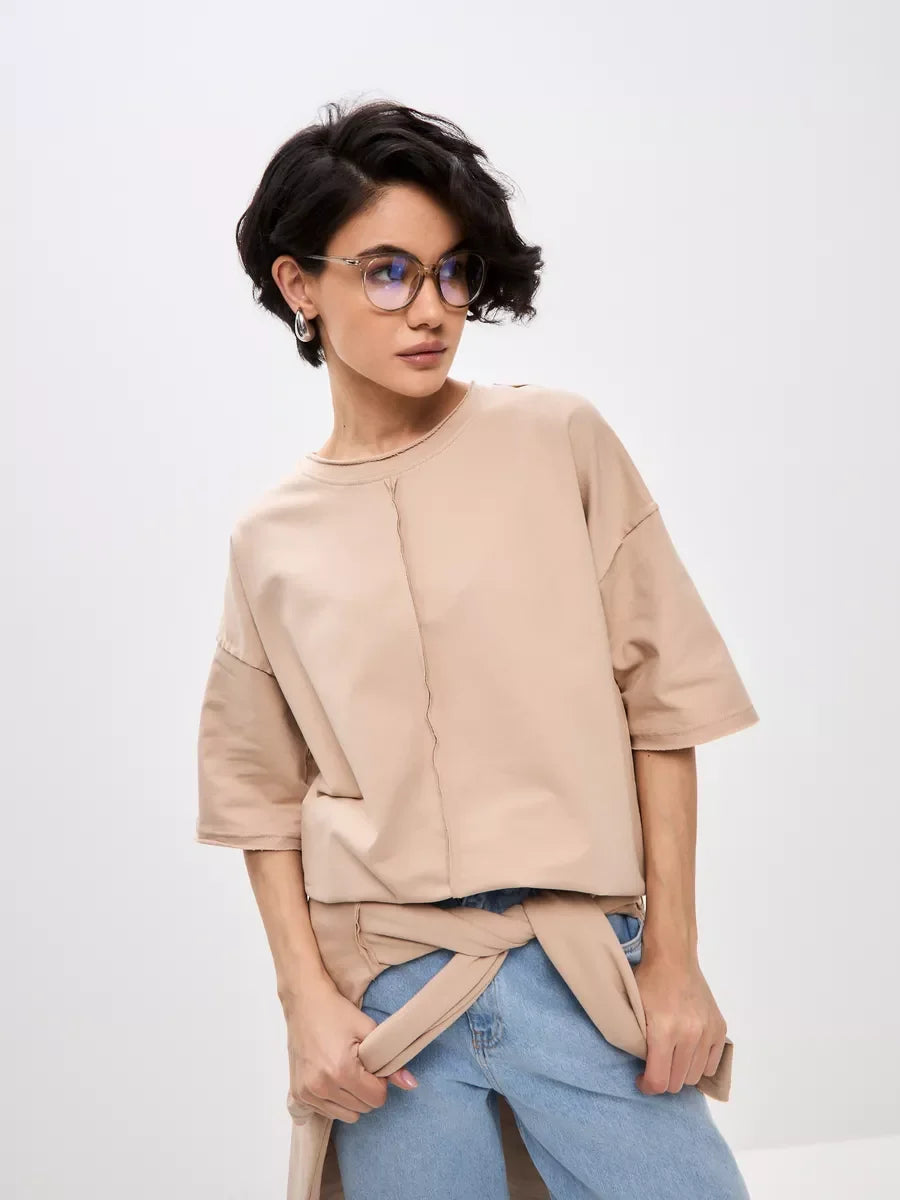 Hirsionsan Summer Casual Oversized T-shirts Women 100% Cotton Pink Loose Tees 2025 New Cusual Solid O Neck Female Aesthetic Tops