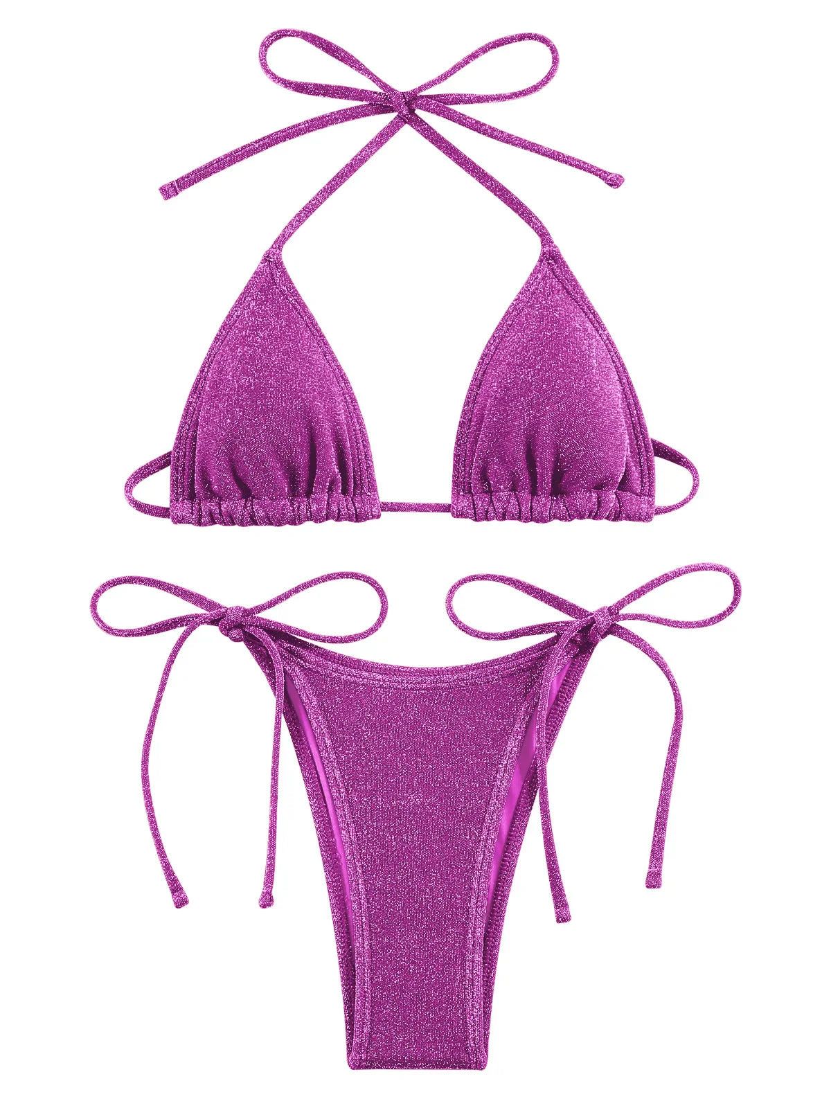 Miyouj Shiny Bikini Set Triangle Bikinis Bandage Swimsuit Women Two Piece Swimwear Summer Biquini New Beachwear