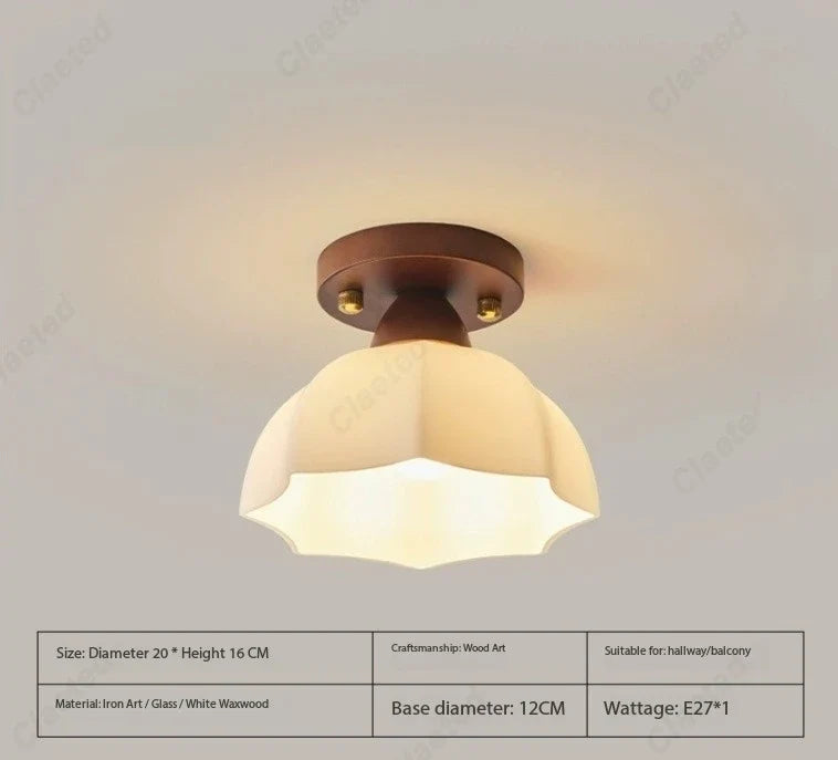New Japanese LED Cream Wind Glass Ceiling Lamp Living Room Dining Room Porch Aisle Balcony Decorative Lighting