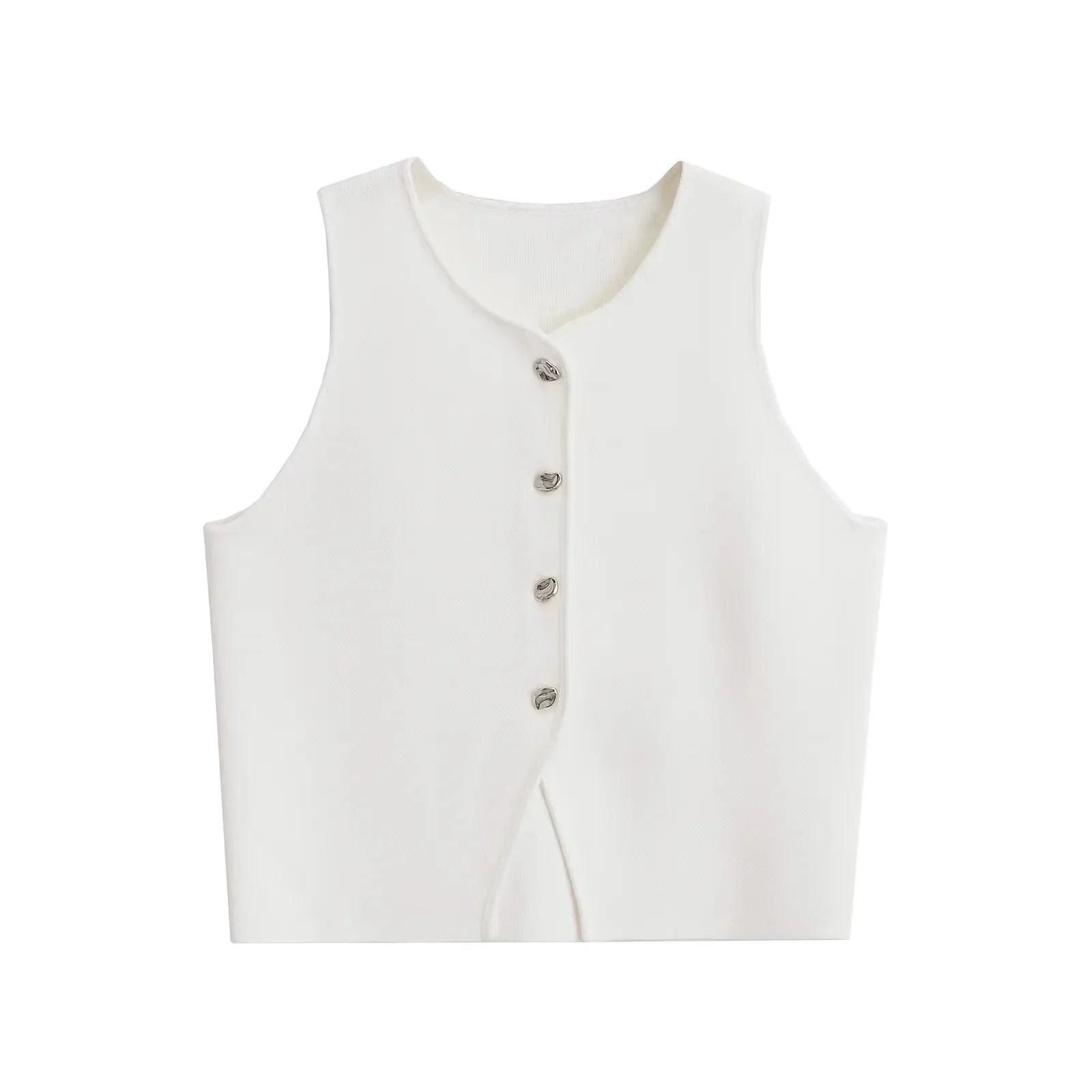 Ropa Mujer Winter 2025 New Outerwear Knit Vest Sleeveless Cropped Woman White Vest Asymmetrical Slim Sweater Vests Tops кардиган