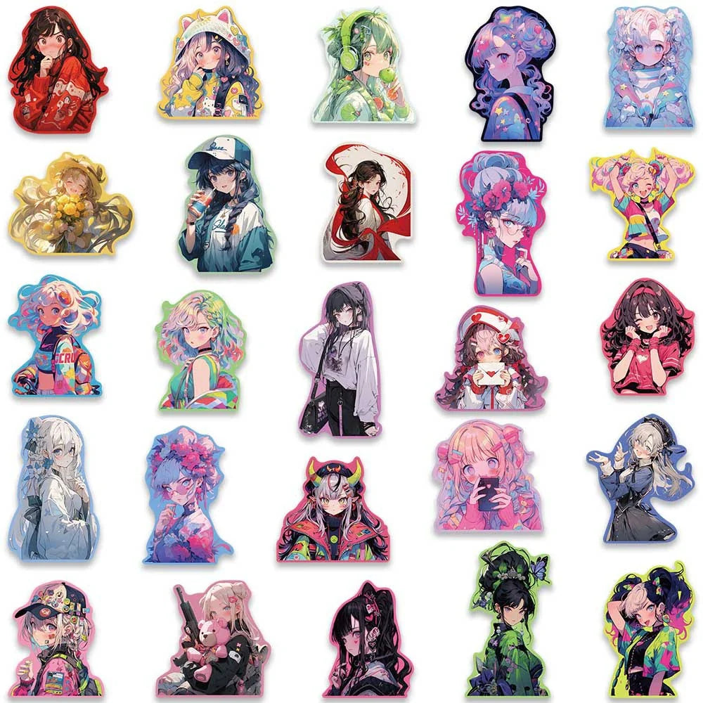 10/30/50pcs Kawaii Anime Girl Cartoon Aesthetic Stickers Decals Laptop Scrapbook Phone Suitcase Fridge Diary Decoration Sticker