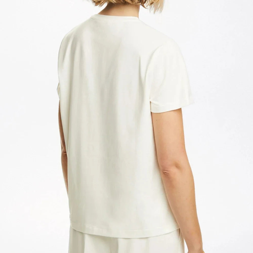 CH Womens Short Sleeve Crew Neck T Shirt Embroidered Logo Casual Loose White Cotton Tee Top Fashion Daily Wear
