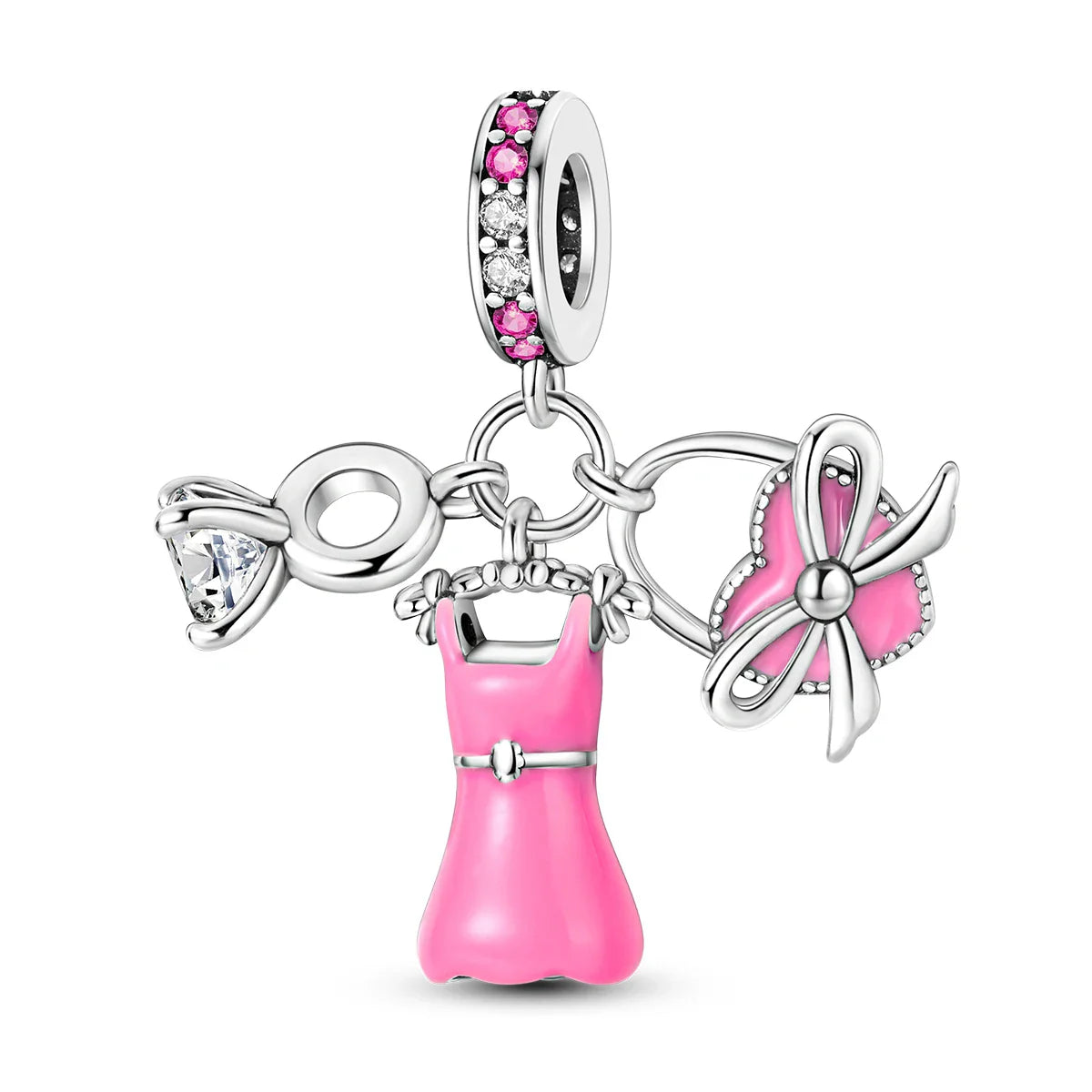Fit Original Bracelet 925 Silver Ballet Girl Red High Heels Charms Pendants For Women Jewelry Making Gift