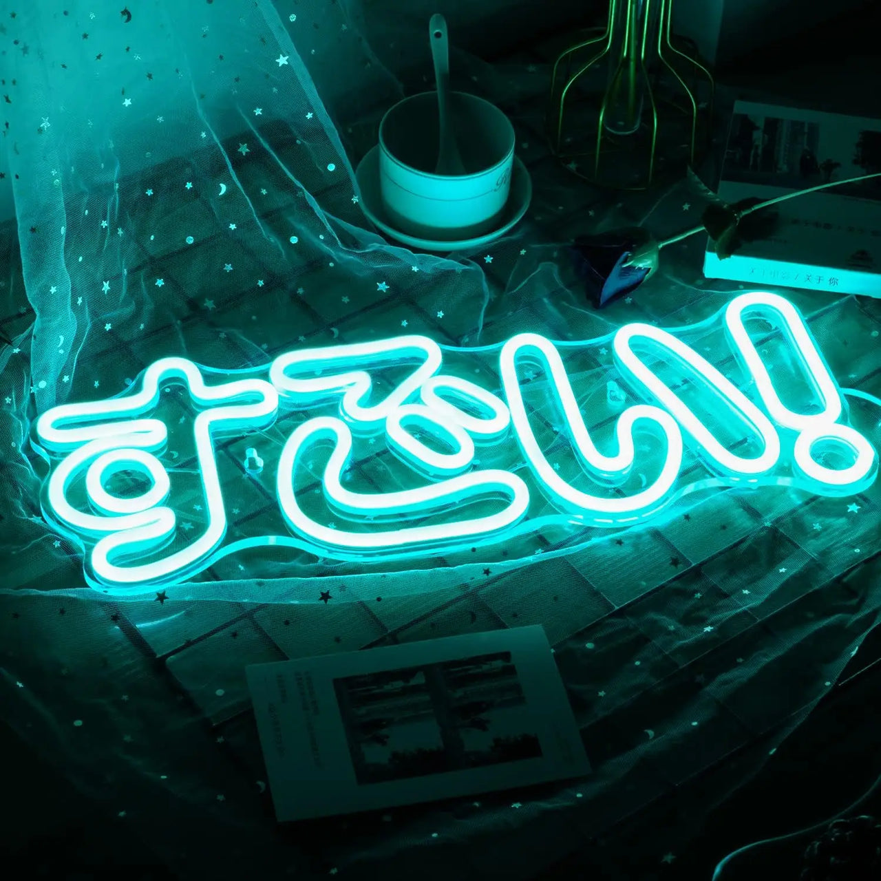 Terrific Neon Sign LED Japanese Neon Sign Ice Blue for Wall Decoration Neon Wall Decor Party Room Club Birthday Halloween Gift