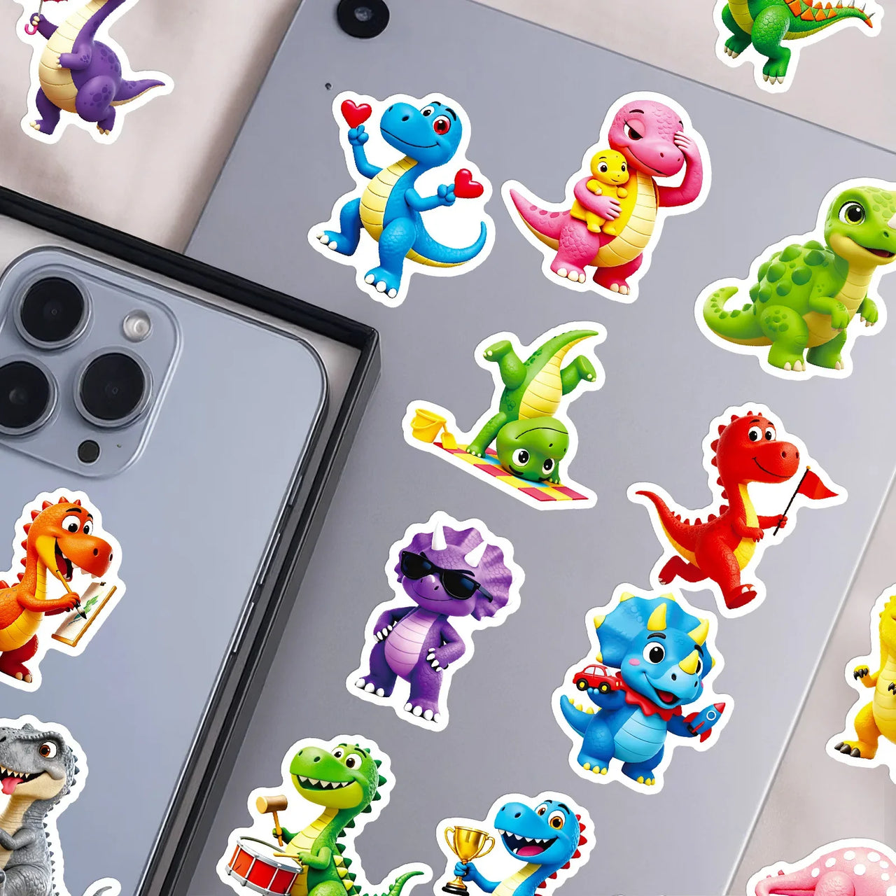56/112PCS Cartoon 3D Dinosaur Graffiti Stickers Cute Dinosaur Decoration Stationery Notebook Reward Stickers