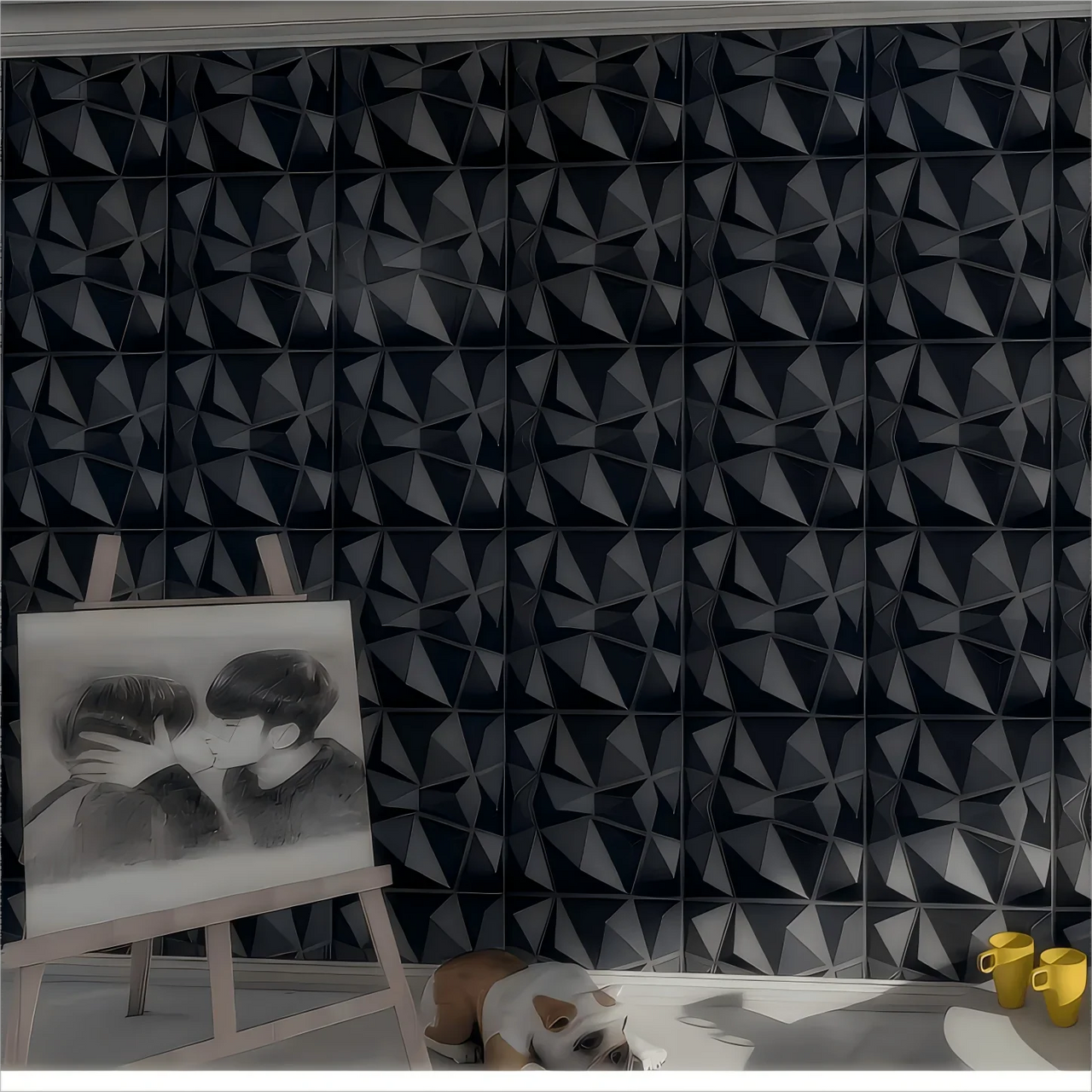 12 Pcs 50x50cm 3D Wallpanel PVC DIY Home Decoration Wallboard For Indoor Wall Living Room TV Decoration Stereo Wall Sticker