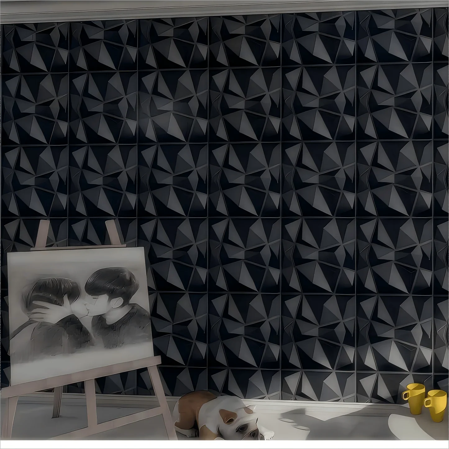 12 Pcs 50x50cm 3D Wallpanel PVC DIY Home Decoration Wallboard For Indoor Wall Living Room TV Decoration Stereo Wall Sticker