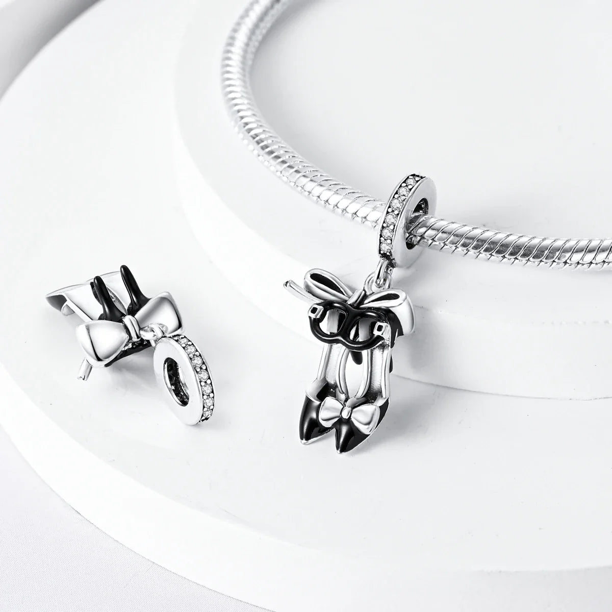 Fit Original Bracelet 925 Silver Ballet Girl Red High Heels Charms Pendants For Women Jewelry Making Gift
