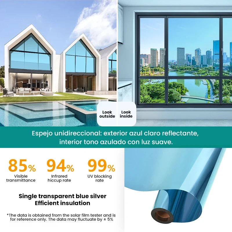 Static Cling Window Film No Glue One Way Privacy Sun Blocking Heat Insulation Tint Window Film for Home Office Building