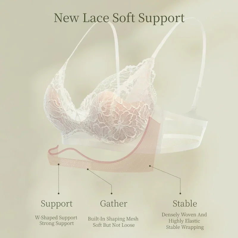 SUJIIN Summer Sexy Bra and Panty Sets for Woman Lace Comfort Thin Bras Set Women's Small Chest Wireless Lingeries Sexy Hot MX325