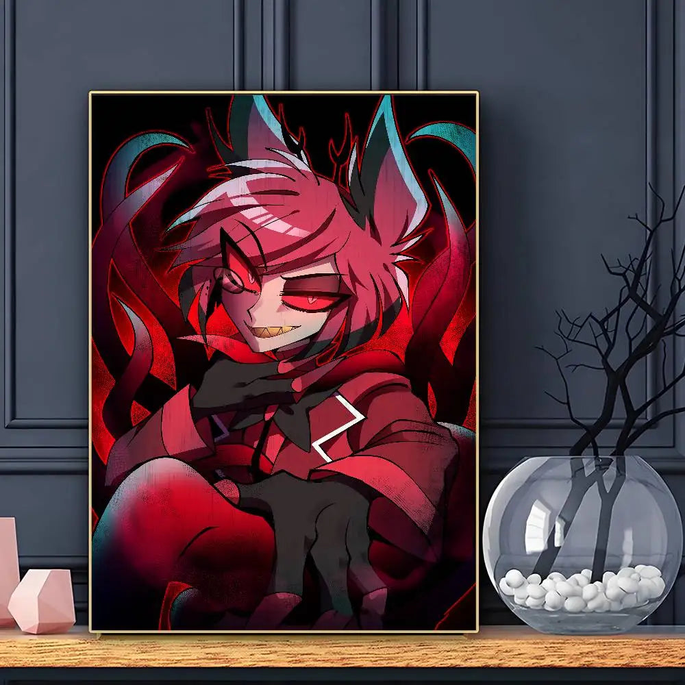 Cartoon H-Hazbin H-Hotel Plot Comedy Poster Sticky Wall Art Printing Waterproof Home Living Bed Room Bar Aesthetic Decor