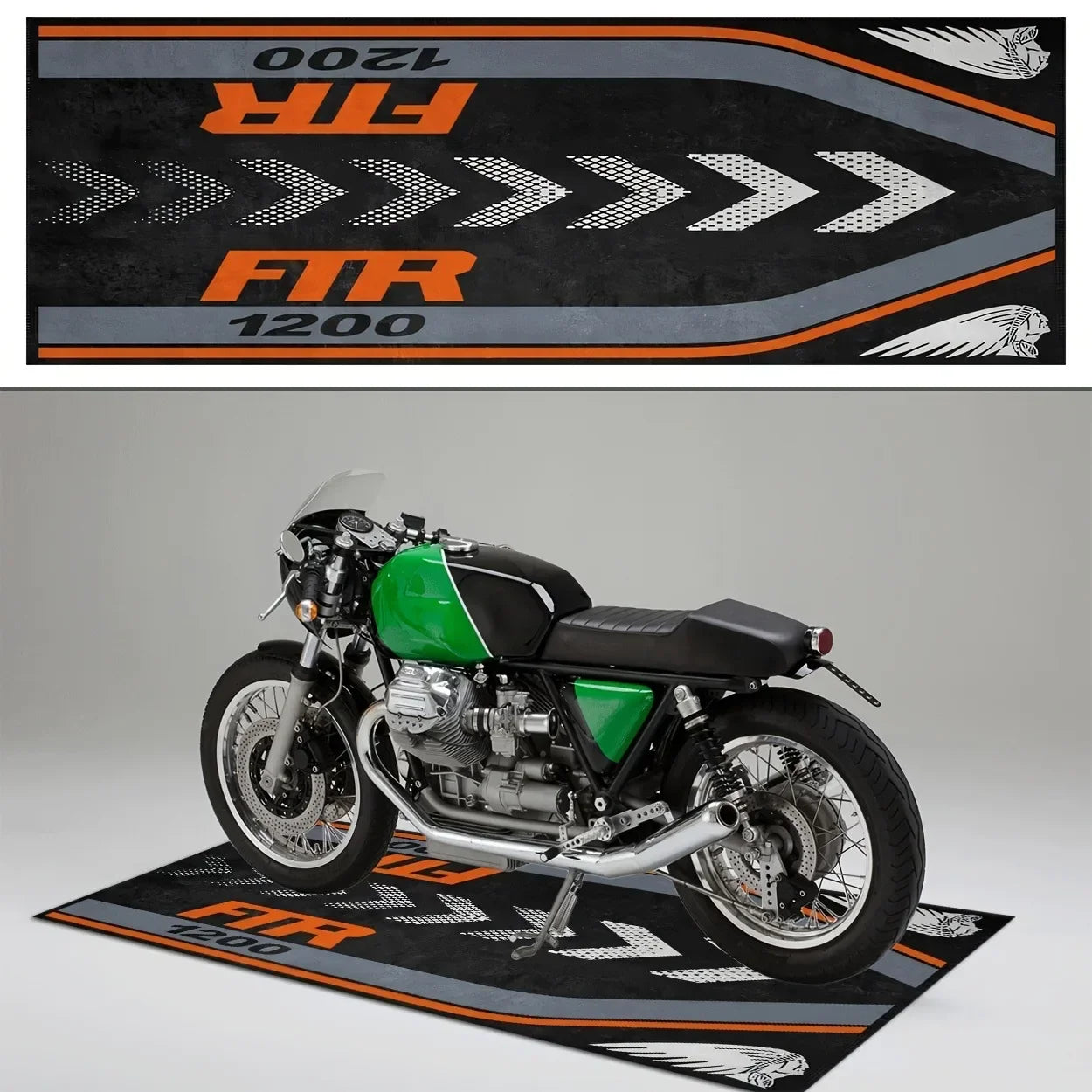 VIKAMA Premium Flannel Motorcycle Carpet, Motorcycle Floor Mat, Parking Mat, Oil-Proof, Anti-Slip, Stain-Proof, Home Decoration