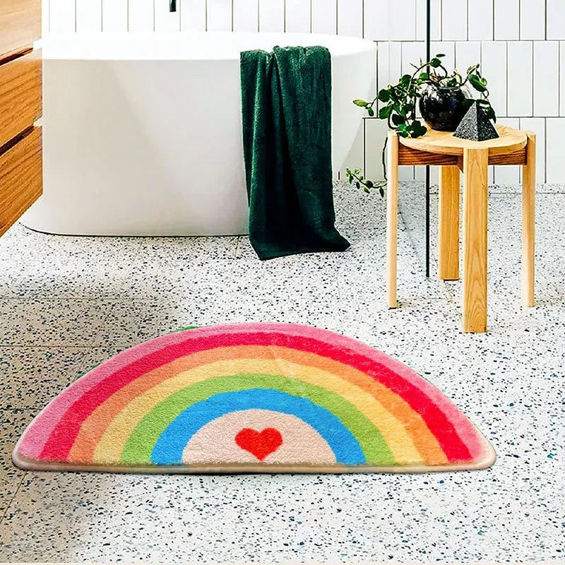 VIKAMA Rainbow Shower Floor Mat, Shower Room Door Floor Mat, Entrance Hall Carpet, Comfortable And Skin-Friendly Home Decoration