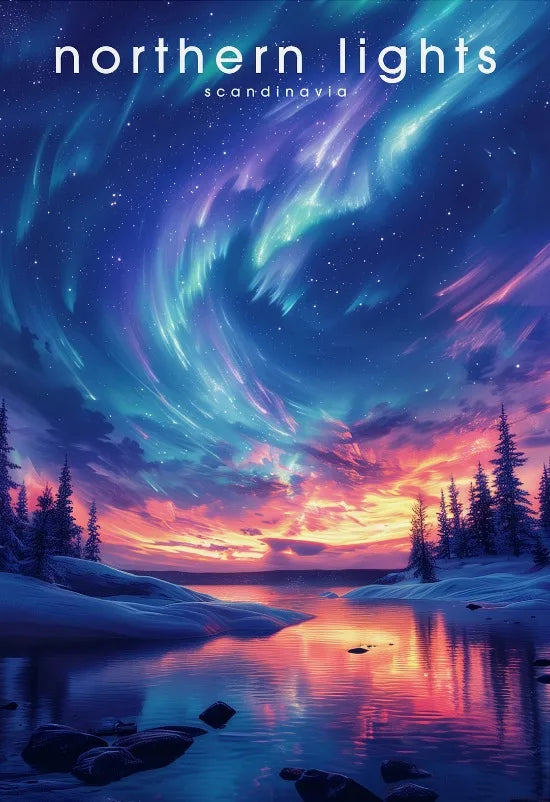 Europe Travel Poster European Natural Landscape Poster Canvas Painting Fjords Northern Lights Cornwall Traveling Wall Decoration