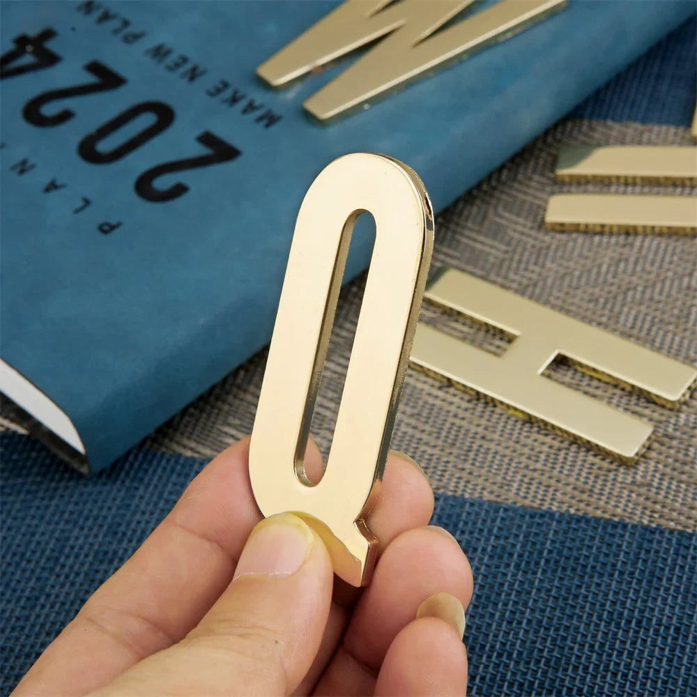 1Pcs Metal Self Adhesive House Number English Alphabet Letters for Apartment Room Door Plate Table Mailbox Number Stickers 7*3cm