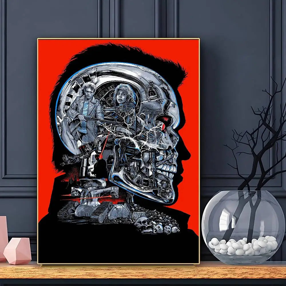 Classic Movie The Terminator Poster Sticky Wall Art Printing Waterproof Home Living Bed Room Bar Aesthetic Decor