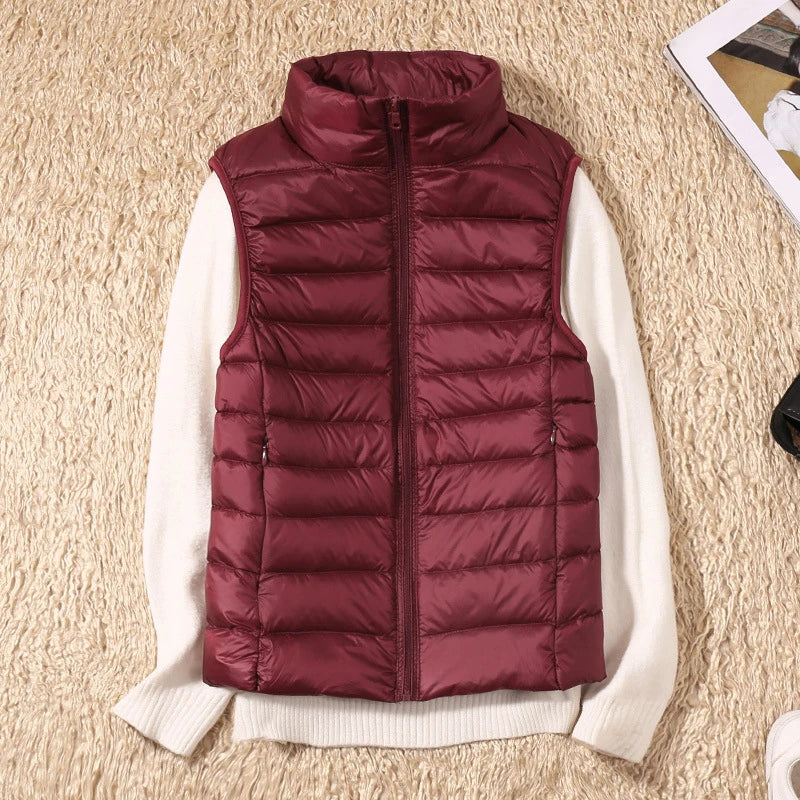 Women Vests 2023 New Autumn Winter Ultra Light Duck Down Vest Female Slim Sleeveless Jacket Windproof Warm Puffer Waistcoat