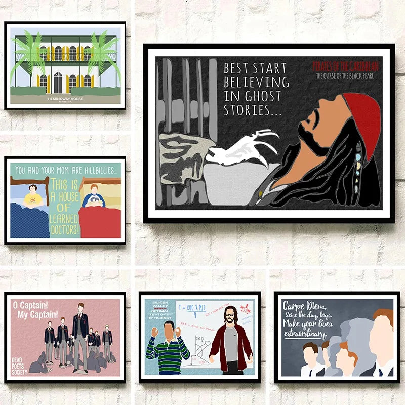 Dumb and Dumber/Eternal Sunshine of The Spotless Mind/Friday Night Lights Minimalist Cartoon Style Movie Poster Canvas Print Art