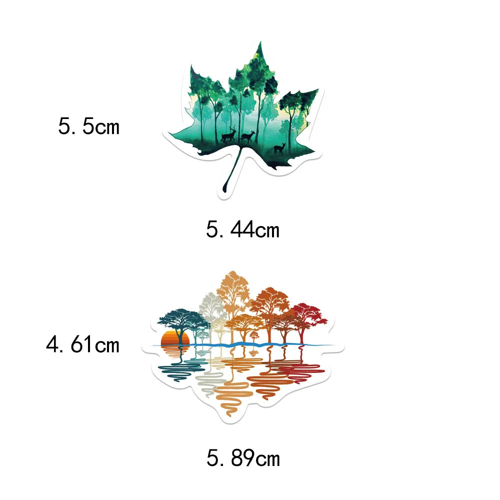50PCS Green Forest Graffiti Stickers Decorative Guitar Luggage Waterproof DIY Stationery Stickers