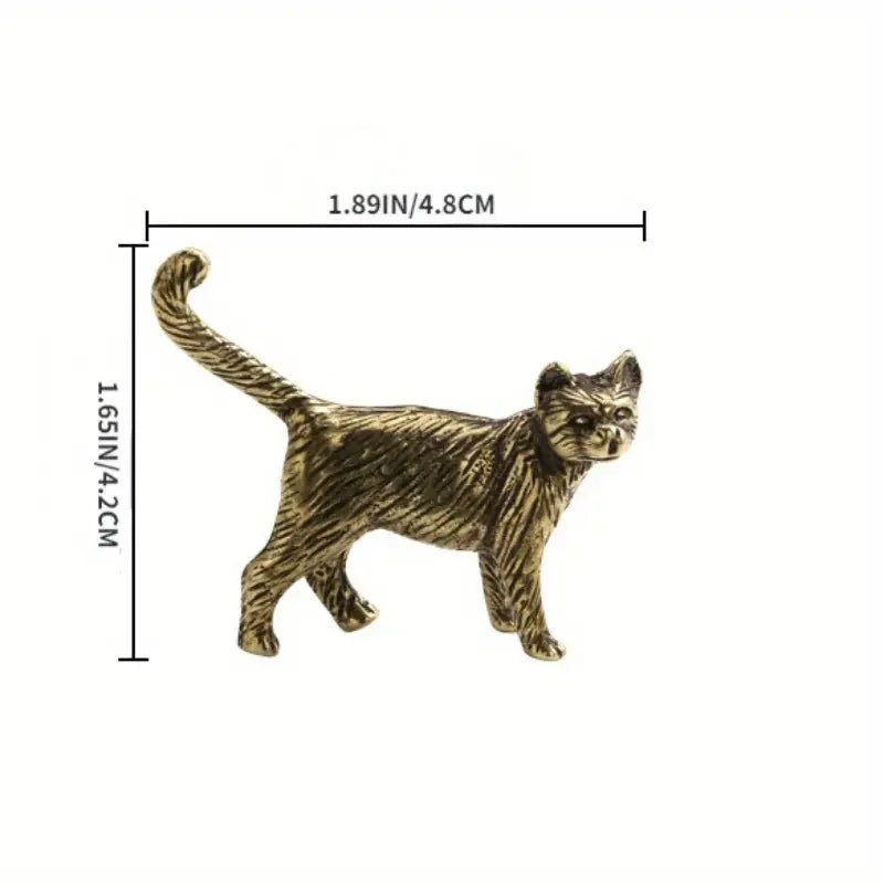 Copper Craft Brass Solid Cat Owl Statue Creative Animal Desk Ornaments Desktop Home Decoration Collectible Cute Statue Ornament