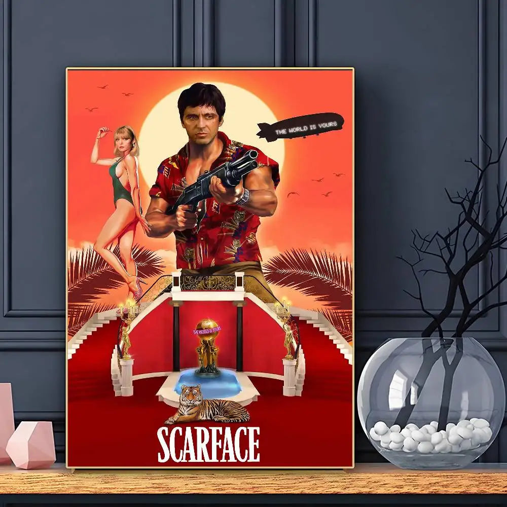 Movie S-ScarfaceS Poster HD Art Sticky Wall Waterproof Home Living Room Bar Decoration