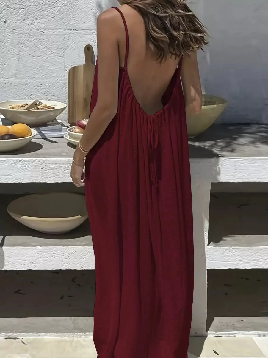 Women's Slip Dress, 2026 New Arrival, Backless Loose Design, Coat-Like Loungewear, Skin-Friendly Breathable Lazy Style, Home Cas