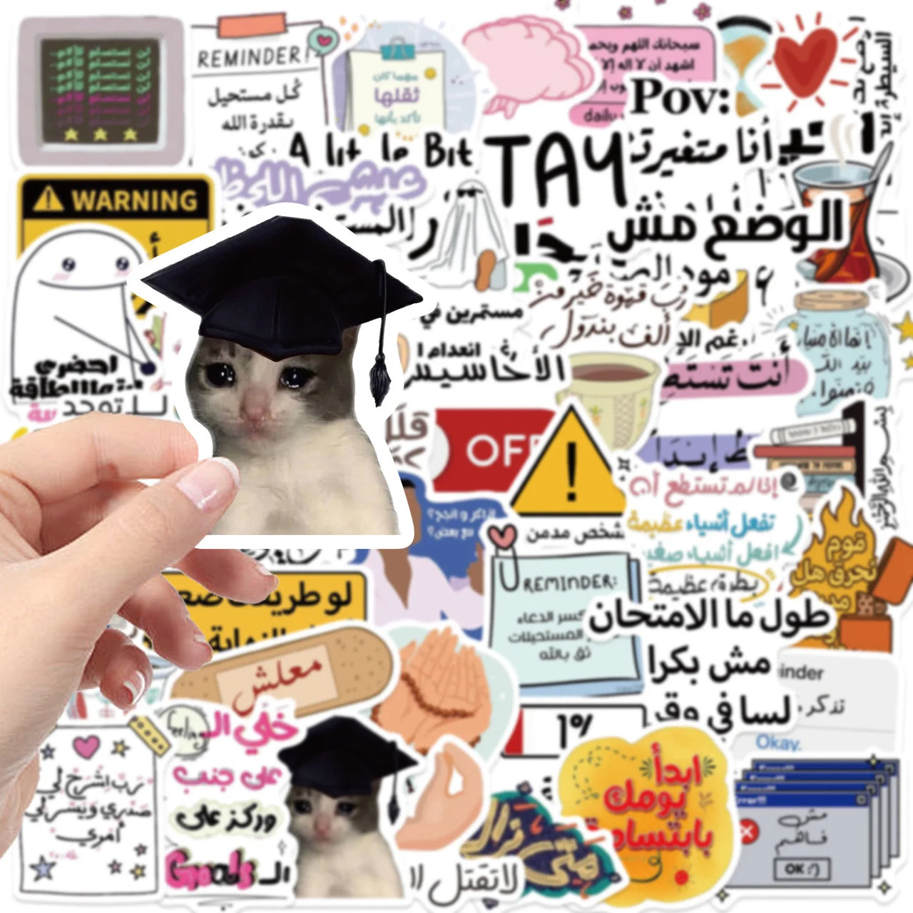 50/100PCS Cartoon Arabic Graffiti Stickers Decorative Guitar Notebook Luggage DIY Waterproof Stationery Stickers