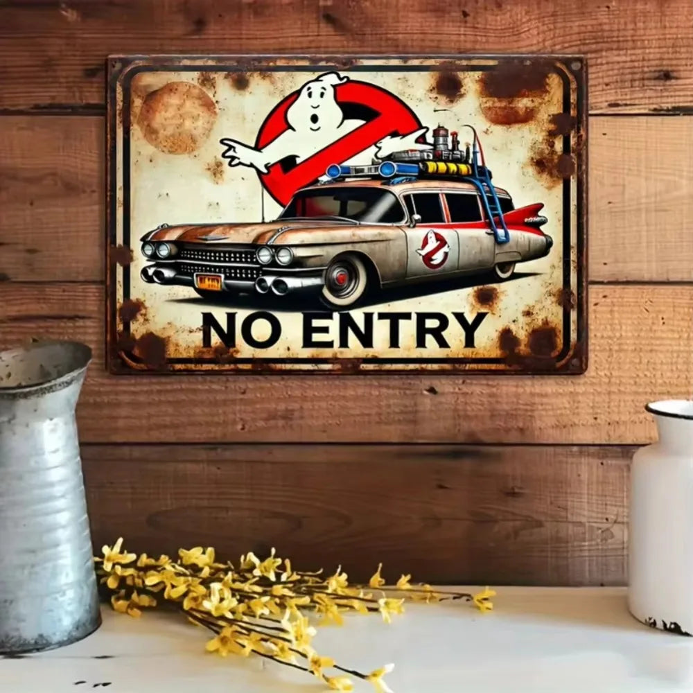 Ghostbusters Retro Metal Wall Art | Iconic Movie Decor for Themed Spaces | Easy to Install & Long-Lasting for Homes