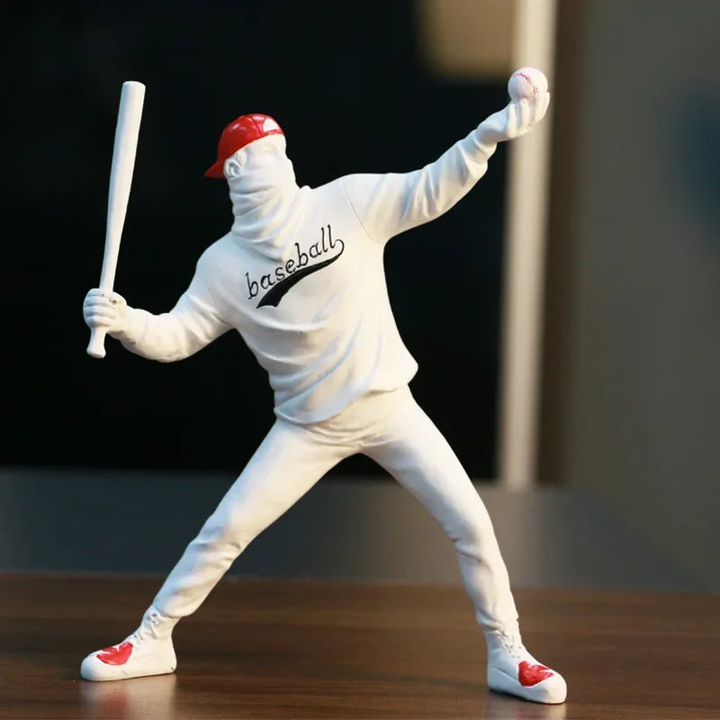 Home Decor Resin Street Abstract Art Statue Sculpture Figurine Baseball Figure Toy Study Room Home Interior Decor Decoration